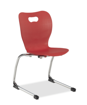 Red chair with C-shape legs. On a white background