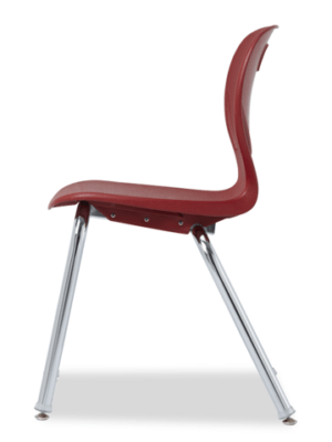 Banff Explorer Four Leg Chair with red seat back and chrome frame view from the side.