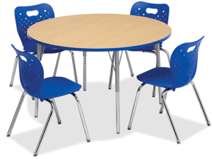 round table with four chairs on a white background