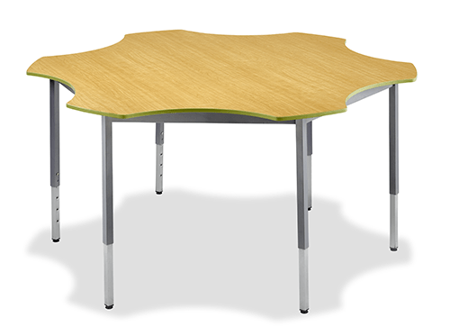 flower shaped table with laminate top on a white background.