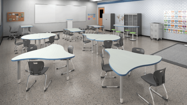 Classroom with various shaped tables big horn chinook, breeze and cirrus.